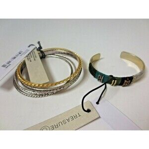Nordstrom Treasure & Bond Gold & Rhodium bangle 5 NWT $39 Cuff Bracelet Set of 2